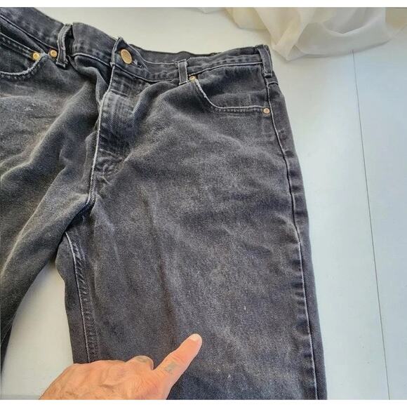 Carhartt Jeans Mens 40x30 Black Denim Workwear Relaxed Fit 3161 BLK Distressed - Picture 4 of 11